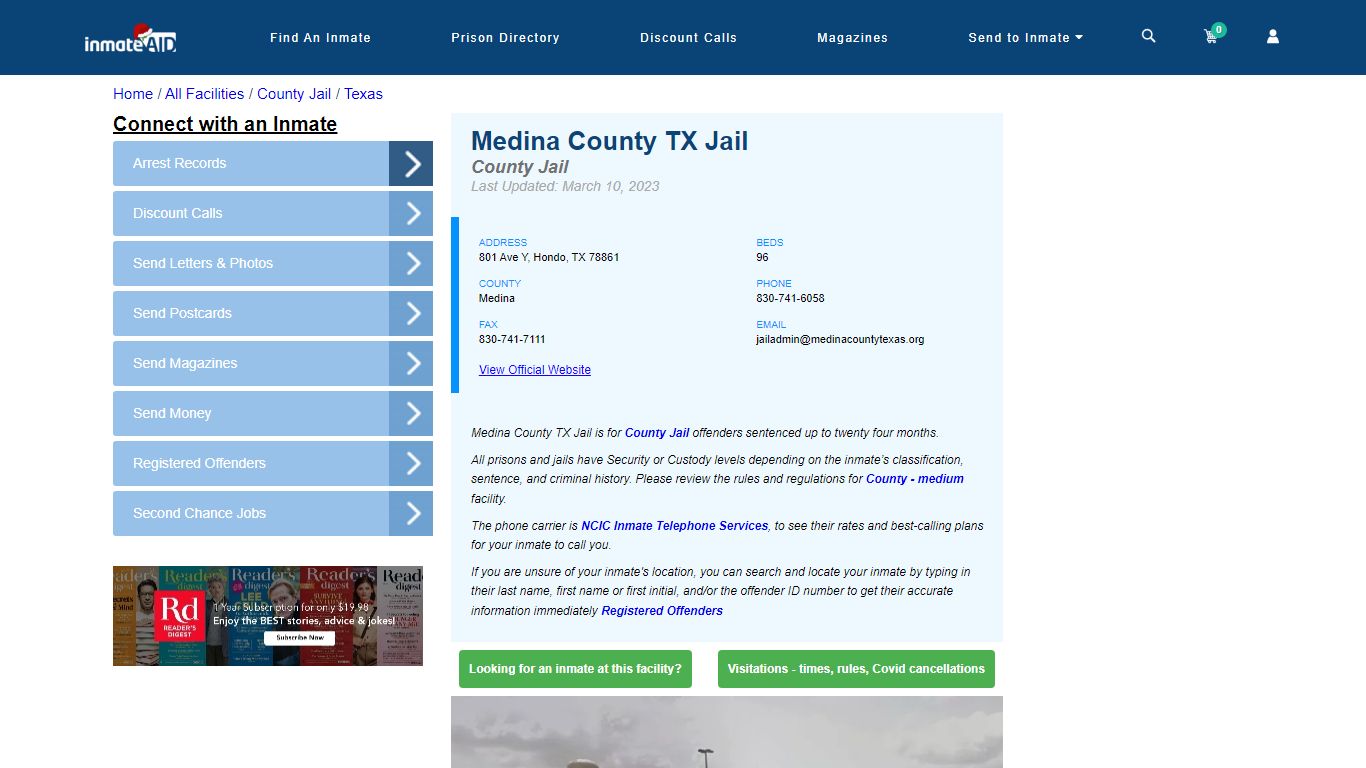 Medina County TX Jail - Inmate Locator - Hondo, TX