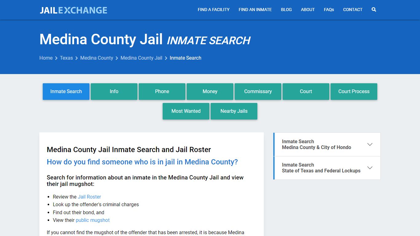 Inmate Search: Roster & Mugshots - Medina County Jail, TX