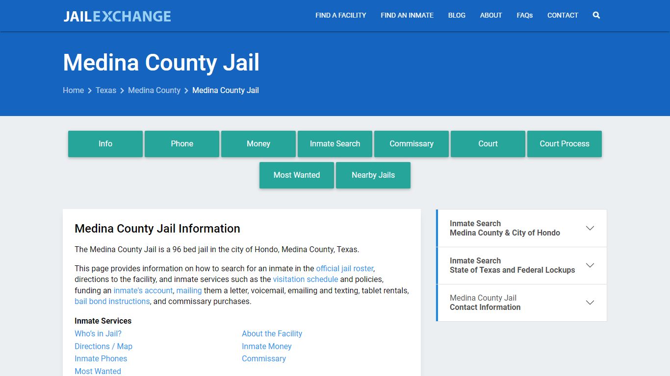 Medina County Jail, TX Inmate Search, Information